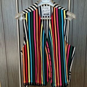 Moschino Navy and White Striped Vest